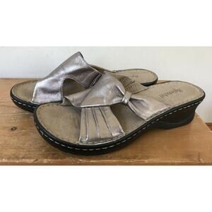 Bjorndal Clancy Bronze Metallic Leather Wedge Slip On Sandals Comfort Shoes 7